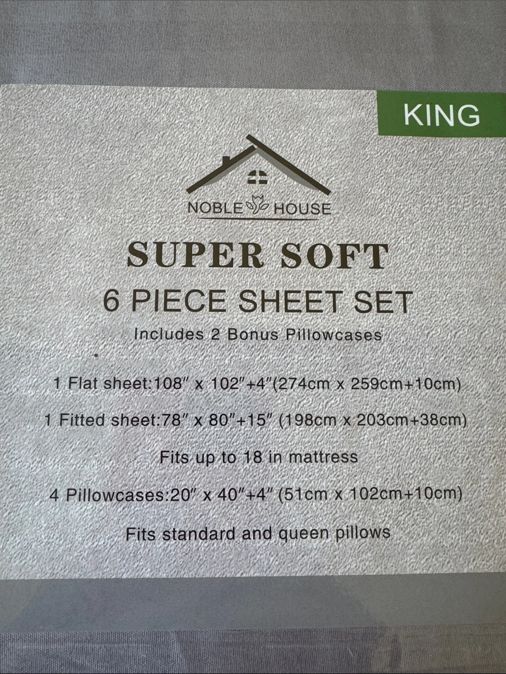 NEW King Super Soft 6-Piece Sheet Set-Gray w/stripes includes 2 bonus pillowcase